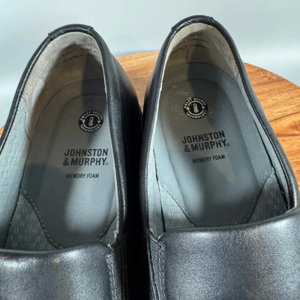 Johnston & Murphy Mens 12M XC4 Waterproof Black Leather Slip On Loafers 15-3297